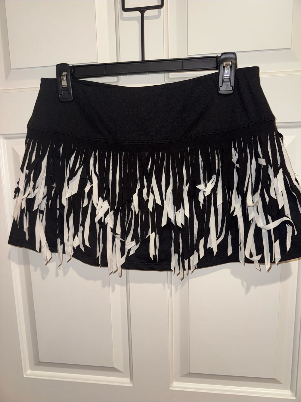 Lucky in Love Black Athletic Mini Skirt with White Fringe - Picture 4 of 5